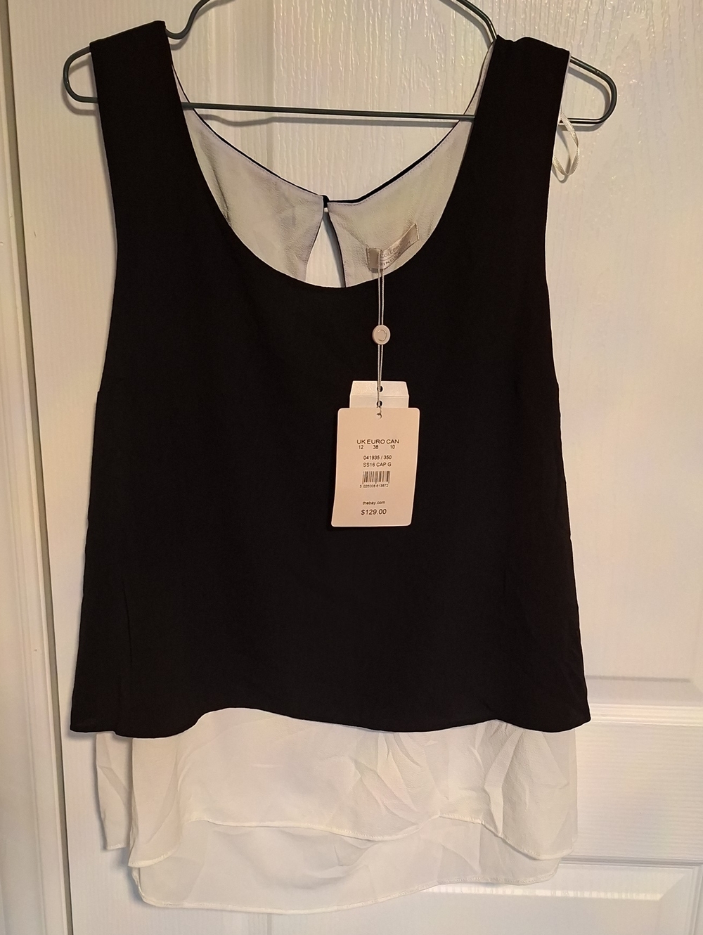 Two-Tone Black and‎ White Layered Camisole